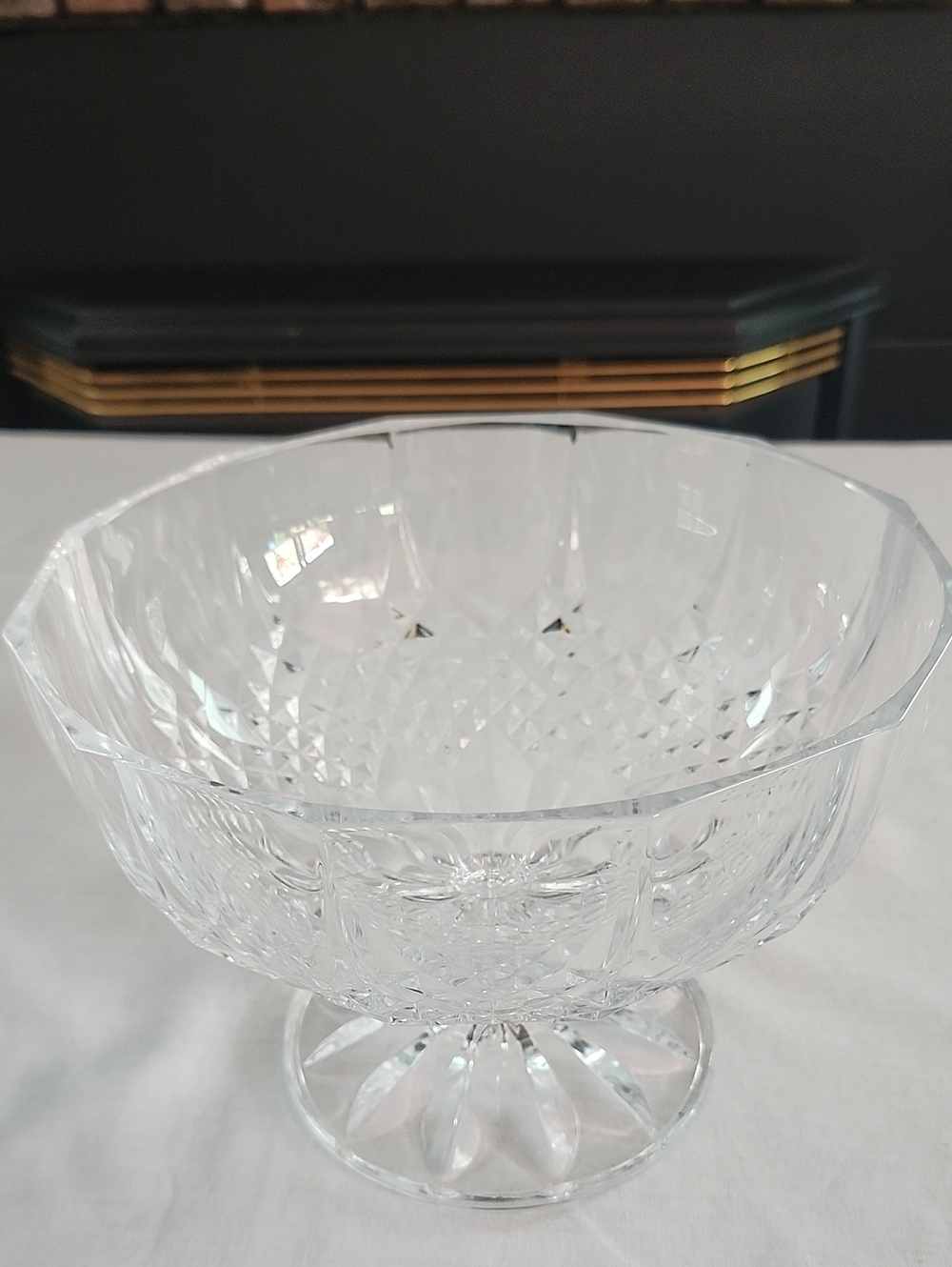 Cristal d'Arques-Durand Vintage Pedestool Footed Bowl "Long Champ" Pattern